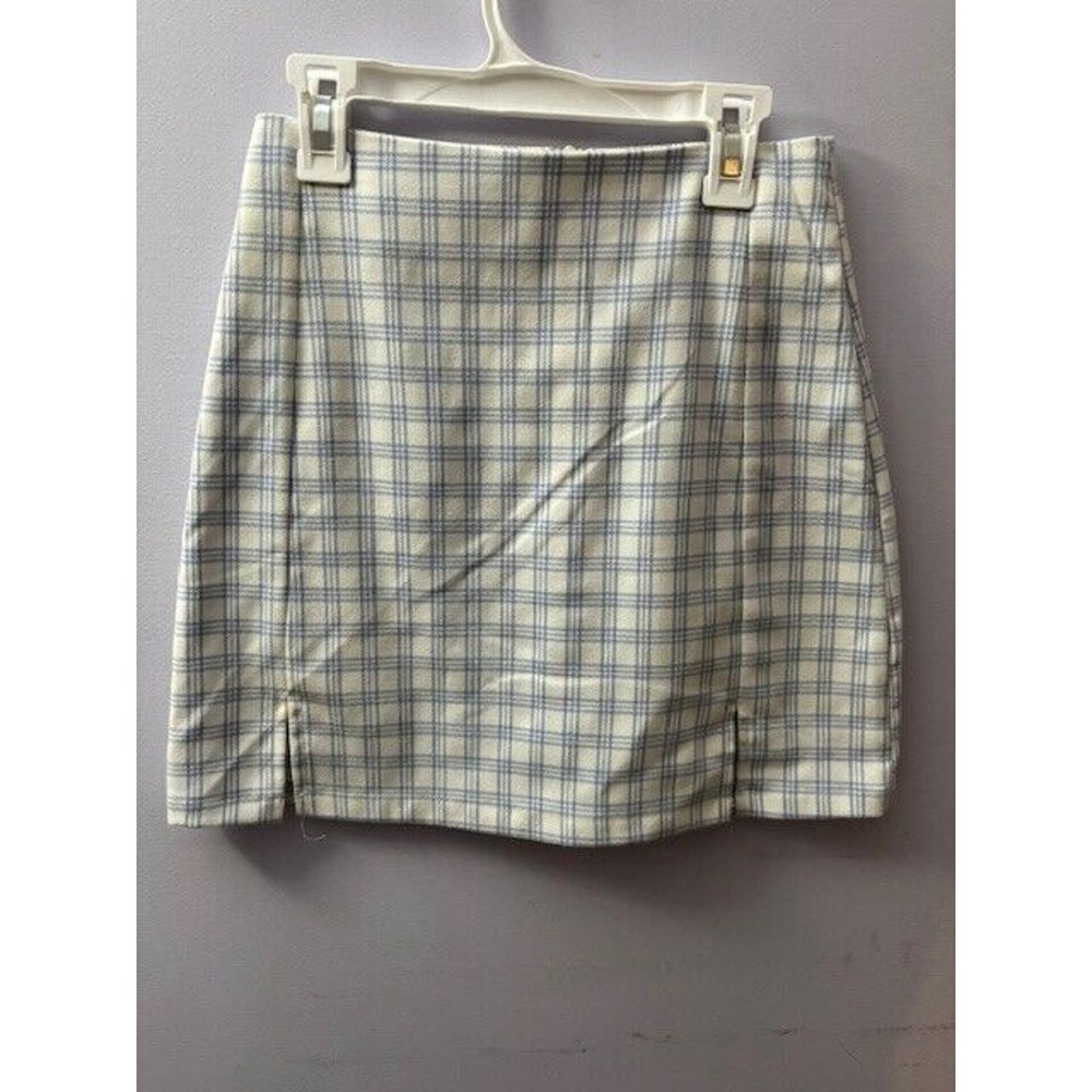 Brandy Melville Skirt Size Women's Plaid Mini Zipper Blue